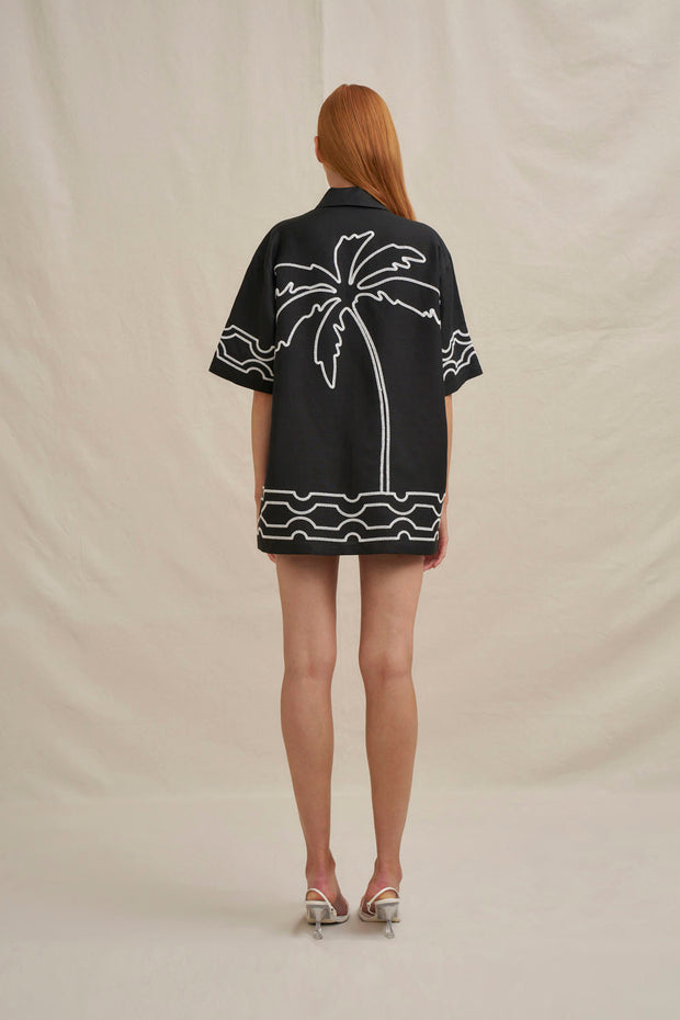 Paradise Palm Sun Shirt - Ivory Black