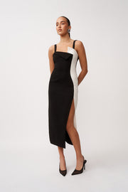 Phillipa Fold Contrast Dress - Black Ivory