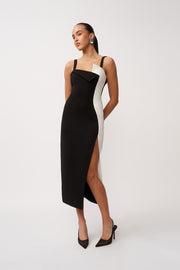 Phillipa Fold Contrast Dress - Black Ivory