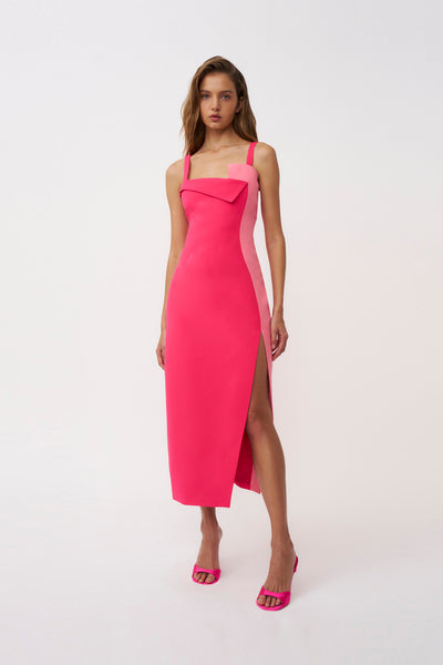 Phillipa Fold Contrast Midi Dress | Final Sale - Pink