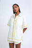 Pipe Step Embroidered Shirt | Final Sale - Ivory Primrose