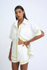 Pipe Step Embroidered Shirt - Ivory Primrose