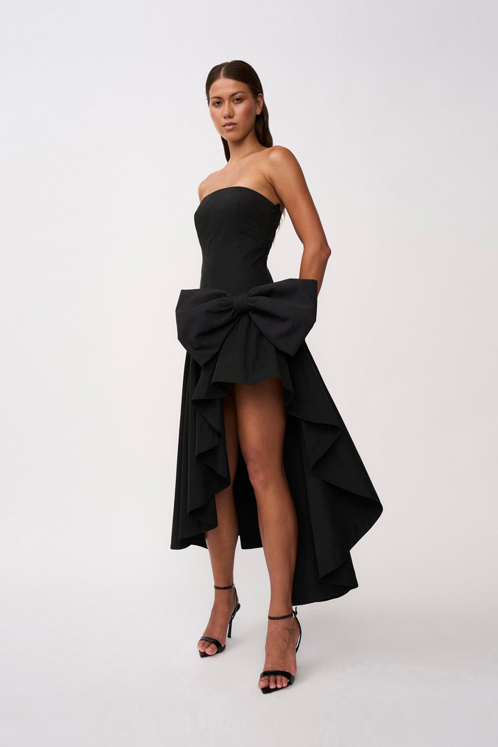 Paloma Bow Strapless Gown | Final Sale - Black BY JOHNNY. Paloma Bow Strapless Gown | Final Sale - Black BY JOHNNY.