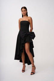 Paloma Bow Strapless Gown- Black