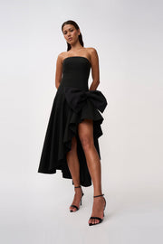 Paloma Bow Strapless Gown- Black