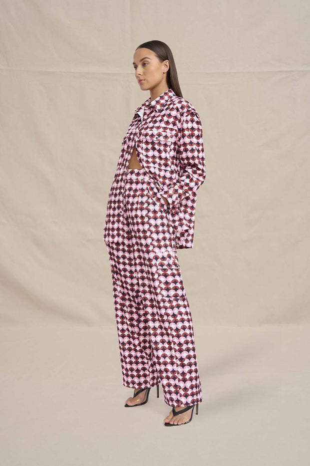 Quincy Set Shirt - Multi Red Wine Pink