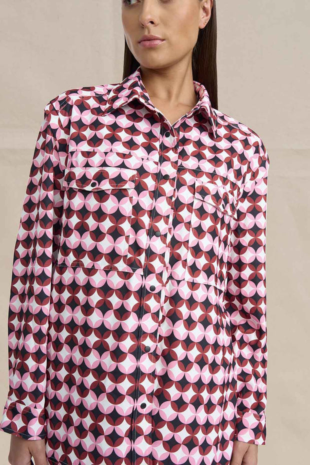 Quincy Set Shirt - Multi Red Wine Pink