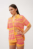 Rayne Ripple Knit Shirt - Pink Mango Yellow