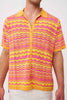 Rayne Ripple Knit Shirt - Pink Mango Yellow