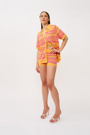 Rayne Ripple Knit Shirt - Pink Mango Yellow