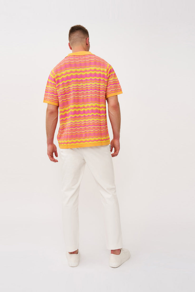 Rayne Ripple Knit Shirt - Pink Mango Yellow