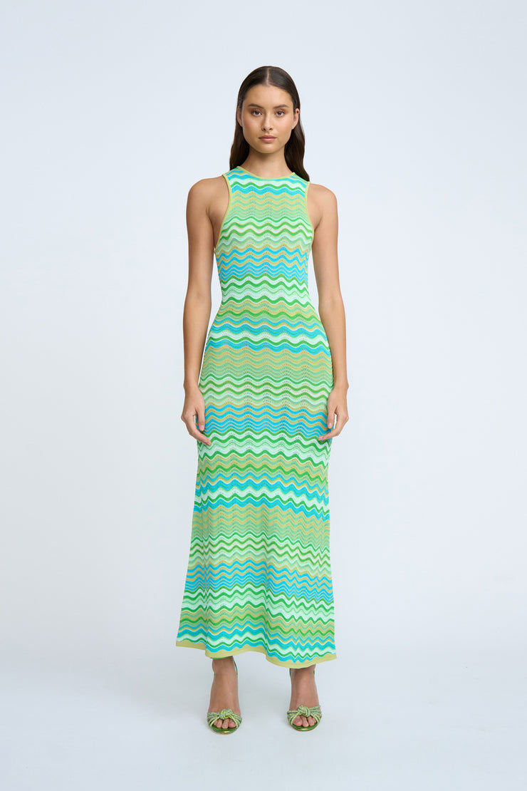 Rayne Ripple Stripe Knit Dress | Final Sale - Green Multi BY JOHNNY. Rayne Ripple Stripe Knit Dress | Final Sale - Green Multi BY JOHNNY.