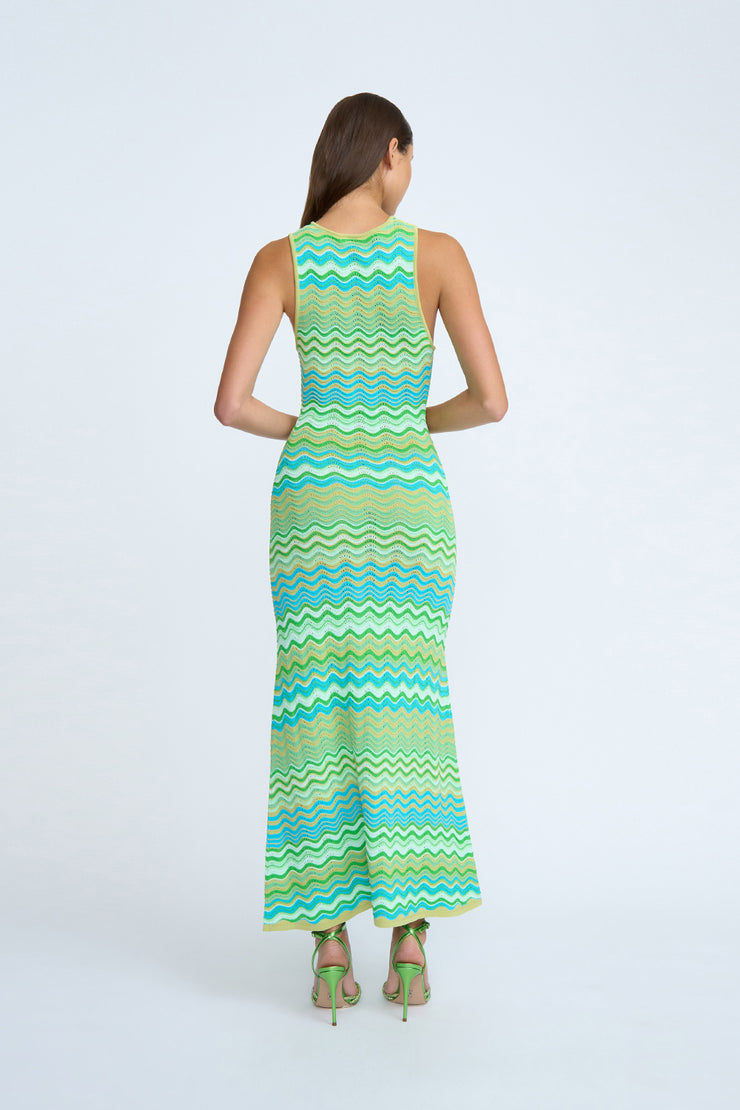 Rayne Ripple Stripe Knit Dress - Green Multi