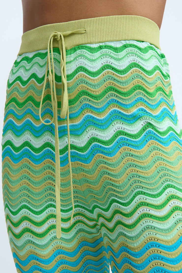 Ripple Stripe Knit Pant - Green Multi