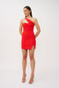 Sharp One Shoulder Mini Dress - Red