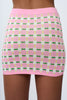 Remy Checker Knit Mini Skirt - Pink Green Yellow