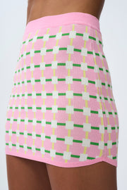 Remy Checker Knit Mini Skirt | Final Sale - Pink Green Yellow