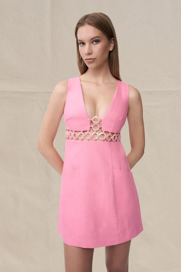 Grazia Ring Trim Mini Dress - Pink
