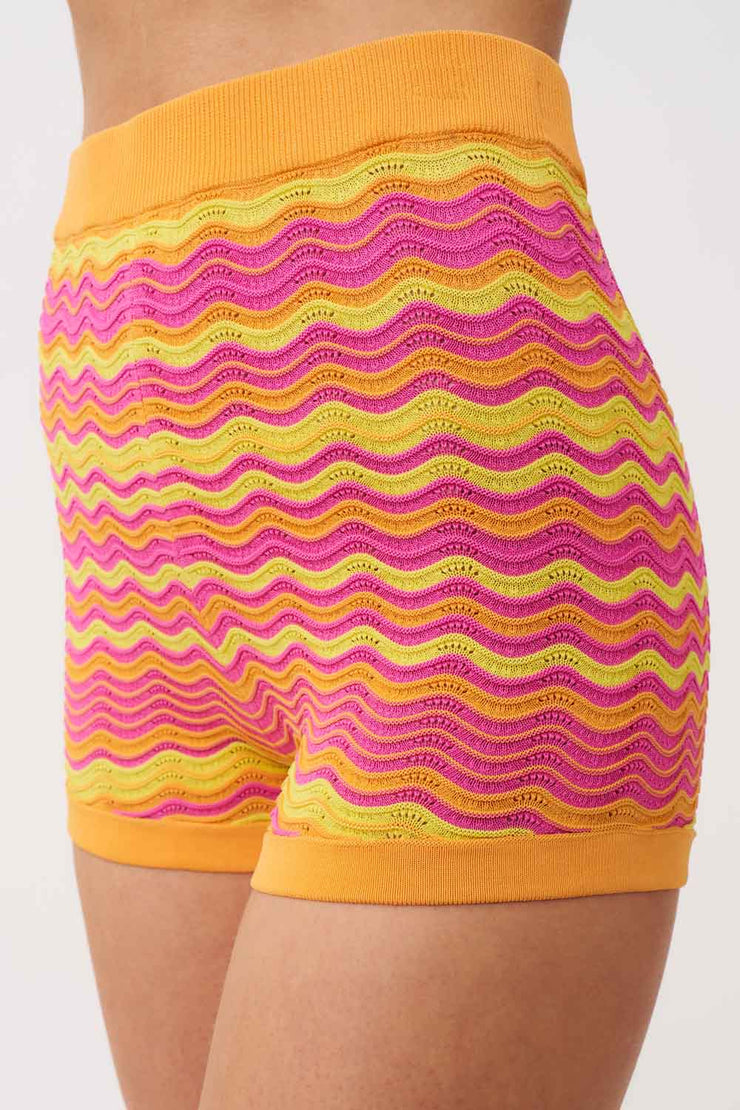 Ripple Stripe Knit Short - Pink Mango Yellow