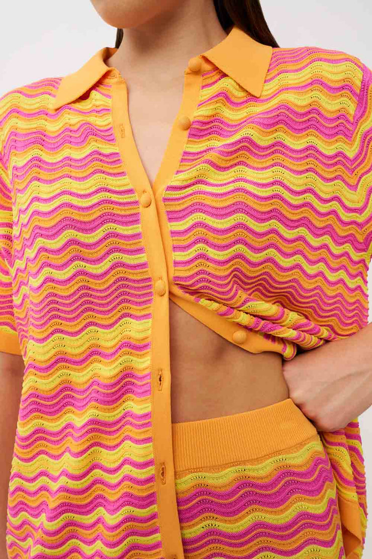 Ripple Stripe Knit Short - Pink Mango Yellow