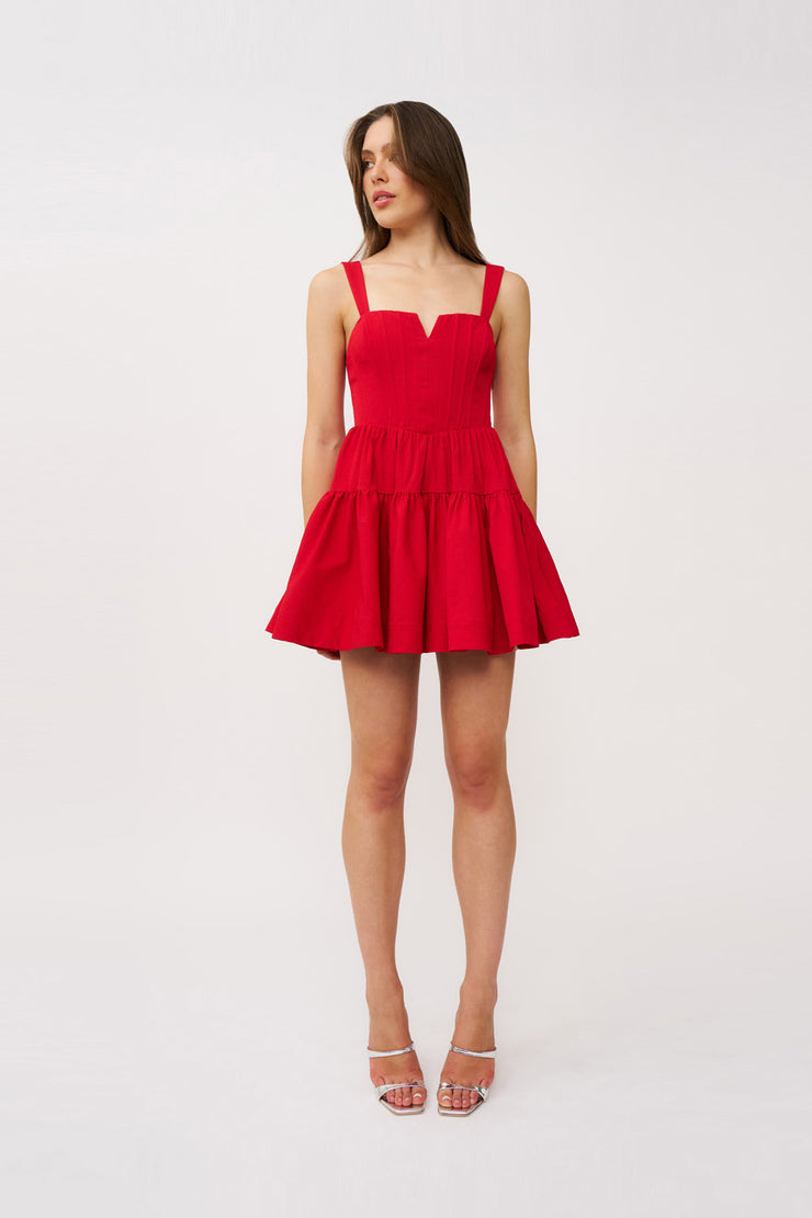 Rita Bustier Mini Dress - Red