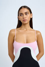 Rosa Curve Knit Dress | Final Sale- Ivory Pink Black