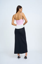 Rosa Curve Knit Dress- Ivory Pink Black