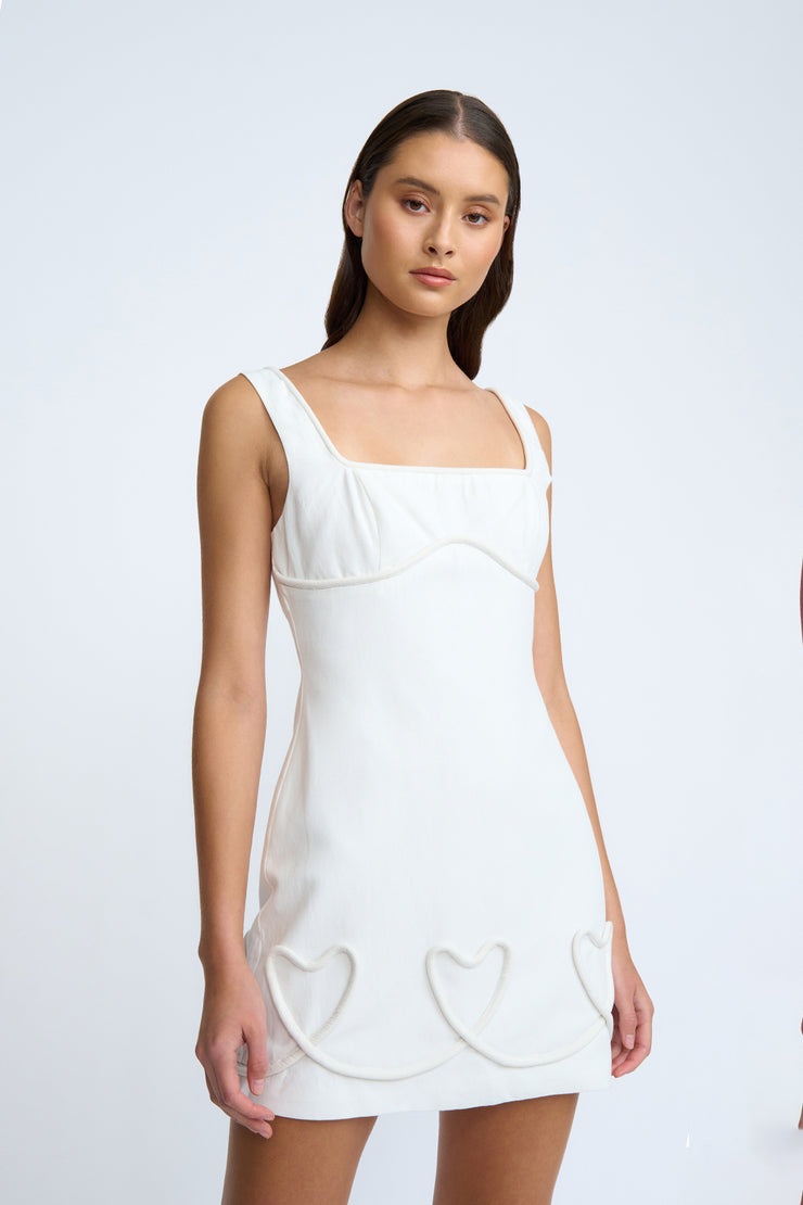 Rosita Heart Mini Dress - Ivory