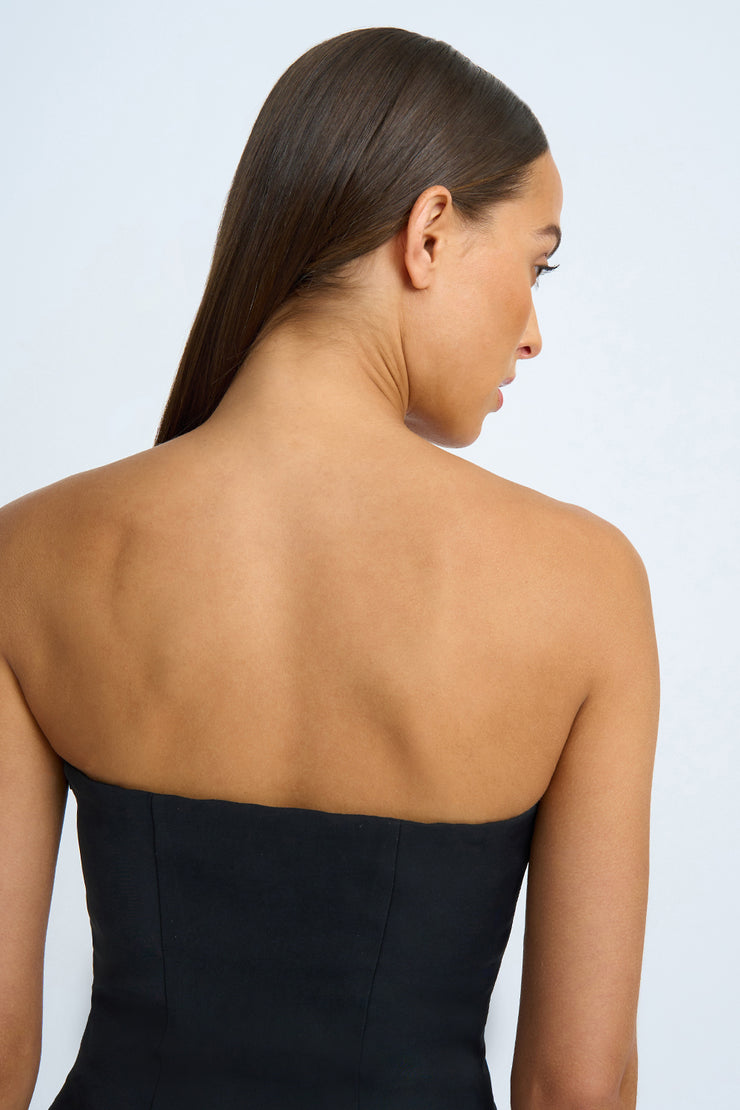 Sahana Shell Shape Strapless Midi Dress - Black