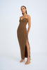 Sahana Shell Shape Strapless Midi Dress - Chocolate