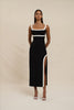 Saraya Scoop Split Dress - Ivory Black