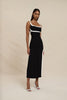 Saraya Scoop Split Dress - Ivory Black