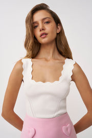 Scallop Knit Top - Ivory