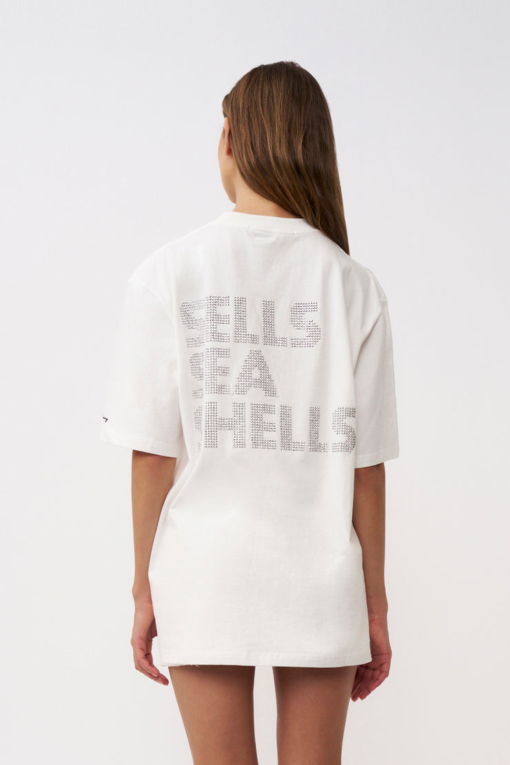 Sea Shells Diamante Tee - Ivory