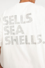 Sea Shells Diamante Tee - Ivory