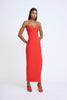 Sahana Shell Shape Strapless Midi Dress - Scarlette Red