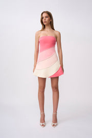 Spectrum Strapless Mini Dress - Pink Ivory Multi