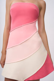 Spectrum Strapless Mini Dress - Pink Ivory Multi