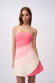 Spectrum Strapless Mini Dress - Pink Ivory Multi