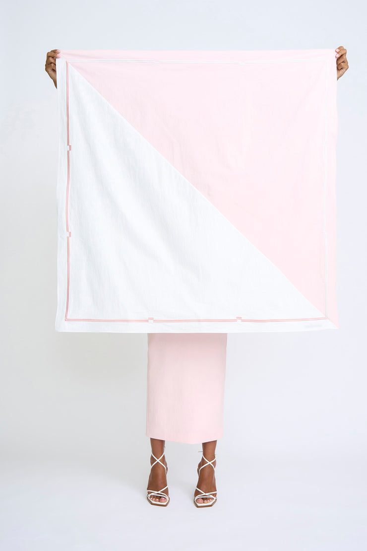 Spliced Pipe Step Scarf - Ivory Soft Pink
