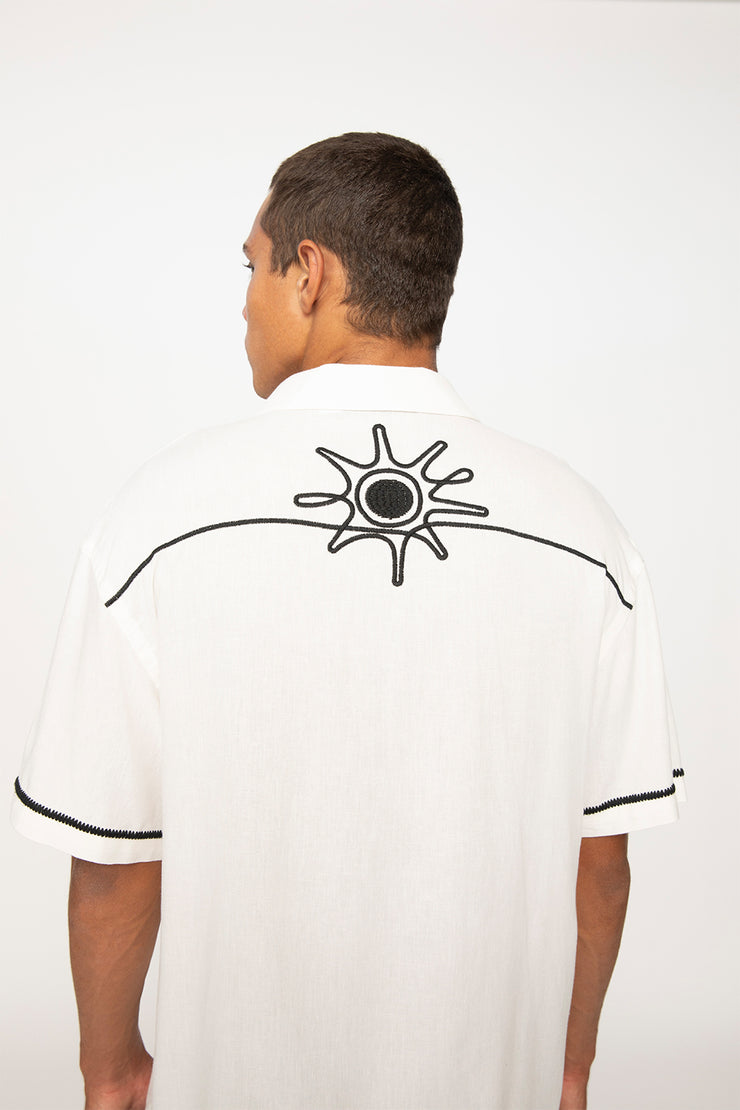 Star Sun Embroidery Shirt - Ivory