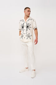 Star Sun Embroidery Shirt - Ivory