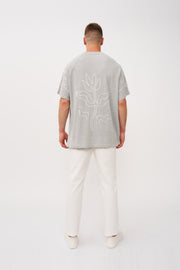 Star Sun Embroidery Tee - Grey Marle