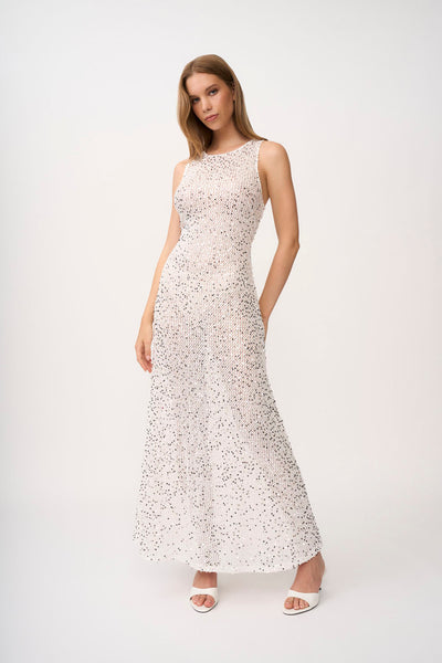 Stellar Sheer Sequin Dress - Silver White