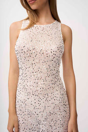 Stellar Sheer Sequin Dress - Silver White