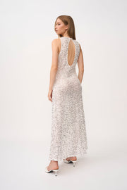 Stellar Sheer Sequin Dress - Silver White