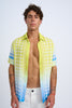 Straw Check Shirt - Green Blue