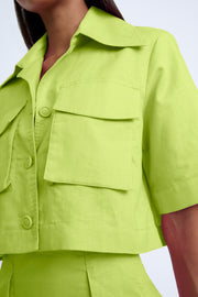 Sunny Lime Pocket Crop Shirt - Sunny Lime