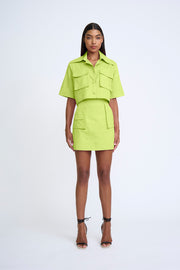 Sunny Lime Pocket Crop Shirt - Sunny Lime