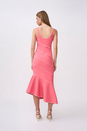 Sylvia Spiral Midi Dress - Pink Ivory